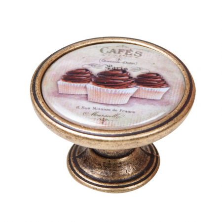 Butoni - Buton pentru mobila, Cafe1 550BR61, finisaj alama antichizata, D:37 mm