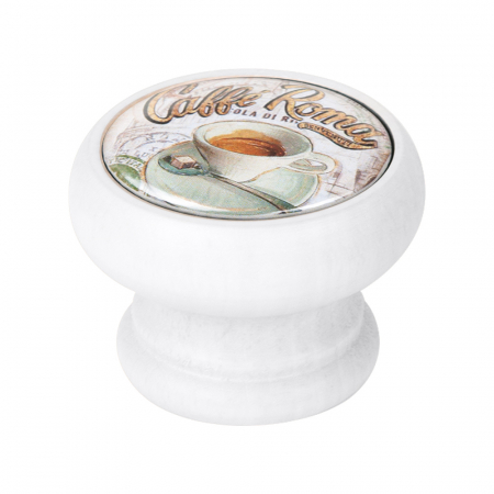 FERONERIE SI ACCESORII MOBILA - Buton pentru mobila, Cafe2 450BL62, finisaj alb, D:40 mm