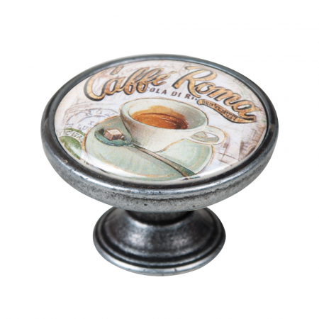 Butoni - Buton pentru mobila, Cafe2 550PT62, finisaj argint invechit, D:37 mm