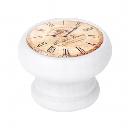 Butoni - Buton pentru mobila, Clock5 450BL24, finisaj alb, D:40 mm