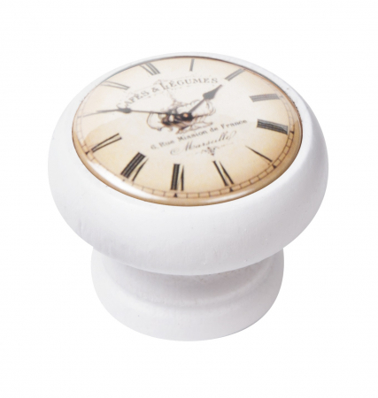 Butoni - Buton pentru mobila, Clock Cafe 450BL06, finisaj alb, D:40 mm