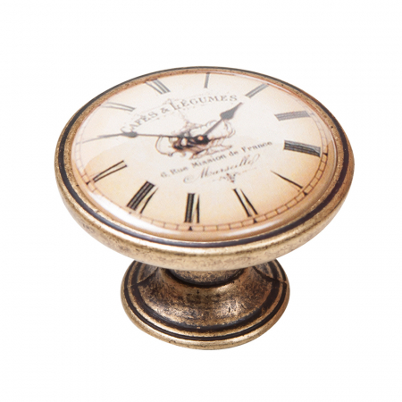 Butoni - Buton pentru mobila, Clock Cafe 550BR06, finisaj alama antichizata, D:37 mm