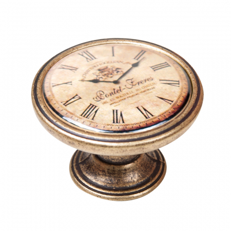 Butoni - Buton pentru mobila, Clock5 550BR24, finisaj alama antichizata, D:37 mm