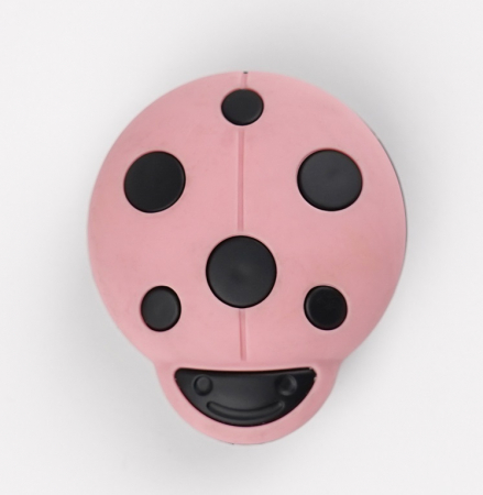 Buton pentru mobila copii Joy Buburuza, finisaj roz cu negru CB, 32 mm [1]