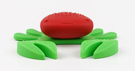 Buton pentru mobila copii Joy Crab, finisaj rosu cu clesti verzi CB, 25 mm [3]