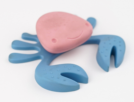Buton pentru mobila copii Joy Crab, finisaj roz cu clesti bleu CB, 25 mm [2]