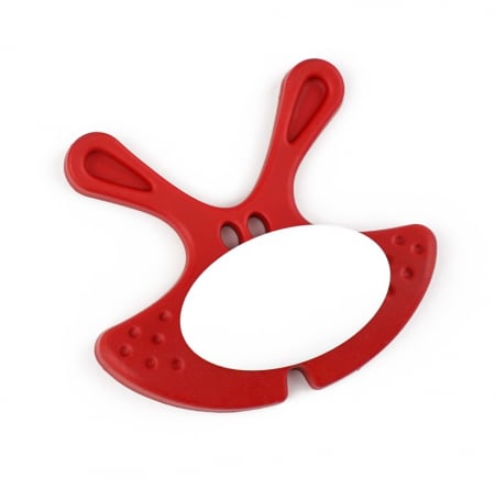 Manere si butoni pentru copii - Buton pentru mobila copii Joy Iepuras, finisaj rosu cu nasuc alb CB, 30 mm