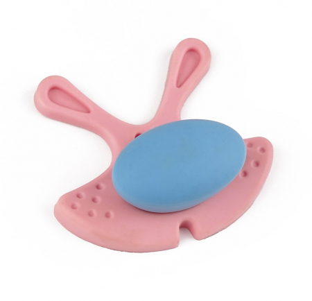 CASA SI GRADINA - Buton pentru mobila copii Joy Iepuras, finisaj roz cu nasuc bleu CB, 30 mm