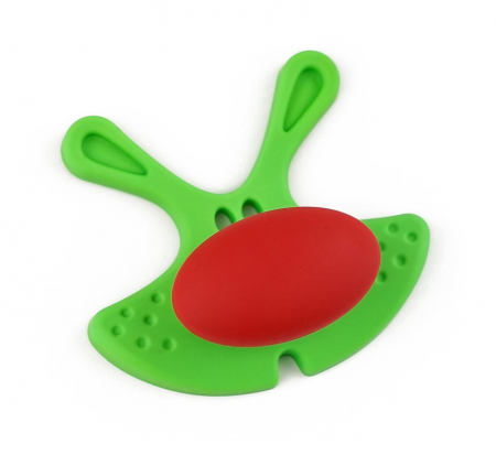 Manere si butoni pentru copii - Buton pentru mobila copii Joy Iepuras, finisaj verde cu nasuc rosu CB, 30 mm