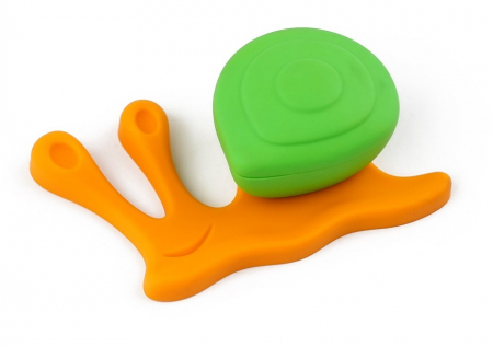 Manere si butoni pentru copii - Buton pentru mobila copii Joy Melc, finisaj portocaliu cu casuta verde CB, 30 mm