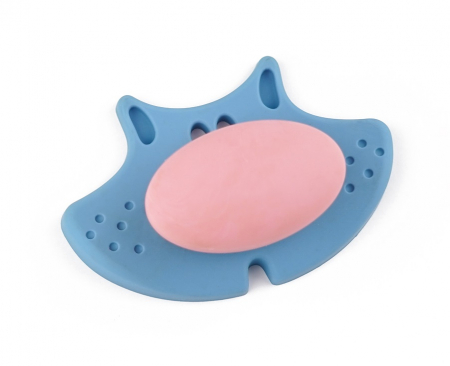 Manere si butoni pentru copii - Buton pentru mobila copii Joy Pisica, finisaj bleu cu nasuc roz CB, 30 mm