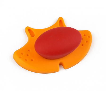 Camera copilului - Buton pentru mobila copii Joy Pisica, finisaj portocaliu cu nasuc rosu CB, 30 mm