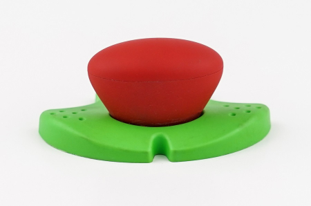 Buton pentru mobila copii Joy Pisica, finisaj verde cu nasuc rosu CB, 30 mm [3]