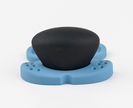 Buton pentru mobila copii Joy Tigru, finisaj bleu cu nasuc negru CB, 30 mm [3]