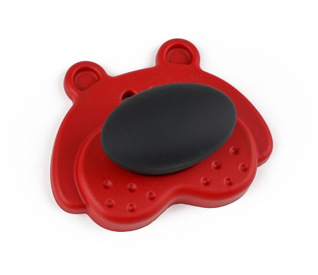 Manere si butoni pentru copii - Buton pentru mobila copii Joy Ursulet, finisaj rosu cu nasuc negru CB, 30 mm