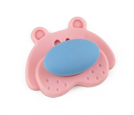 Manere si butoni pentru copii - Buton pentru mobila copii Joy Ursulet, finisaj roz cu nasuc bleu CB, 30 mm