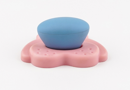 Buton pentru mobila copii Joy Ursulet, finisaj roz cu nasuc bleu CB, 30 mm [3]