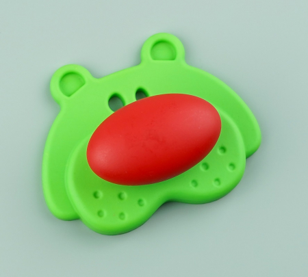 Buton pentru mobila copii Joy Ursulet, finisaj verde cu nasuc rosu CB, 30 mm [4]