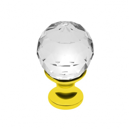 Cu cristale - Buton pentru mobila cristal CRPA, finisaj auriu+cristal transparent, D:20 mm