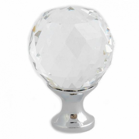 Buton pentru mobila cristal CRPA, finisaj crom lucios+cristal transparent, D:40 mm [3]