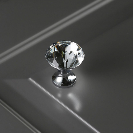 Buton pentru mobila cristal CRPB, finisaj crom lucios+cristal transparent GT, D:30 mm [2]