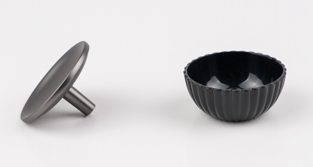Buton pentru mobila cu baza striata Tamer, finisaj negru gun metal CB, Ø 50 mm [2]