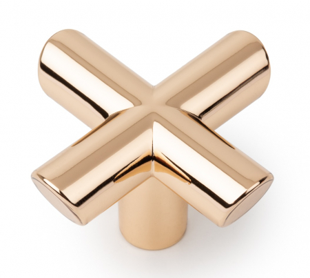 Moderne - Buton pentru mobila Equis, finisaj alama lustruita, 40x40 mm