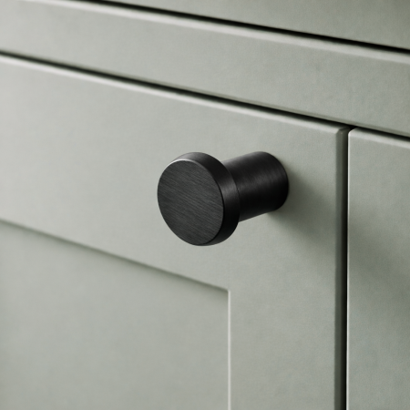 Buton pentru mobila Fase, finisaj negru periat, D:23 mm [3]