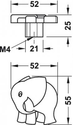 Buton pentru mobila Gaggi, finisaj roz, 52x55 mm [1]