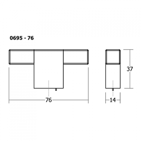 Buton pentru mobila Hako, finisaj nuc, 76x37 mm [2]