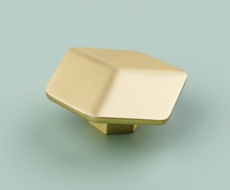Buton pentru mobila Hexagon, finisaj alama satin CB, 16 mm [4]