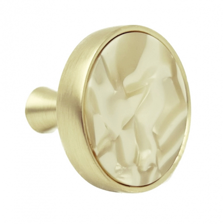 Buton pentru mobila Ines, finisaj alama periata light, cu medalion marmorat, D:30 mm [2]