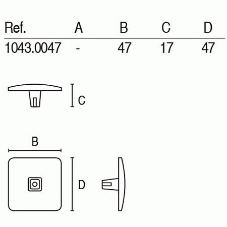Buton pentru mobila Jose, finisaj alb, 47x47 mm [3]
