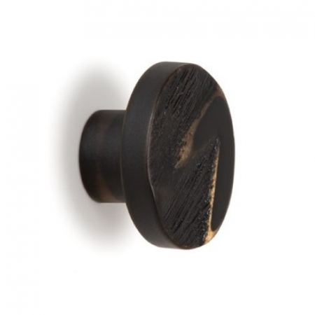 Manere si butoni - Buton pentru mobila Leaf, finisaj negru mat, D:50 mm