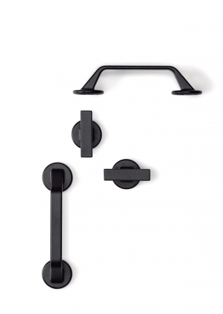 Buton pentru mobila Oto, finisaj negru texturat, 60x37 mm [6]