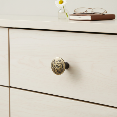 Buton pentru mobila Provence, finisaj alama rustica periata, D:36 mm [3]