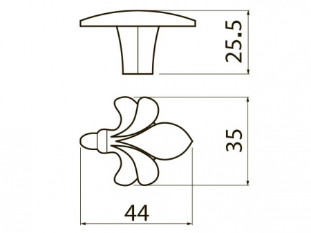 Buton pentru mobila Royal, finisaj alb/auriu lucios GT, 44x25.5 mm [2]