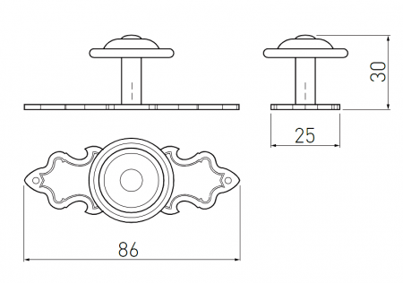 Buton pentru mobila WP-1136, finisaj alama antichizata GT, L:86 mm [3]