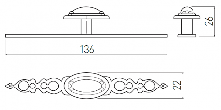 Buton pentru mobila WP-1146, finisaj alama antichizata GT, L:136 mm [3]
