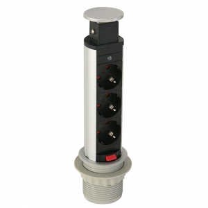 Coloana 3 prize Schuko incorporabila in blat Lift Box, finisaj aluminiu [1]