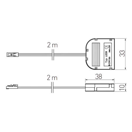 Conector cu distribuitor GTV pentru iluminat LED, 3 prize Mini AMP, cablu 2 m [1]