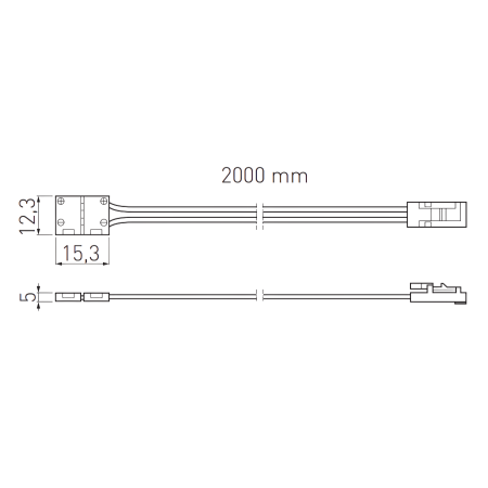 Conector de alimentare GTV pentru bandă LED, 8 mm, 600 LED/5 m, Mini AMP, cablu 2 m [1]