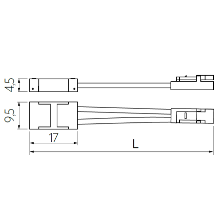 Conector transparent GTV pentru bandă LED COB, Mini AMP tată, cablu 15 cm [1]