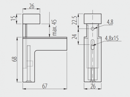 Consola raft polita sticla GS-04, finisaj aluminiu, 67 mm [1]