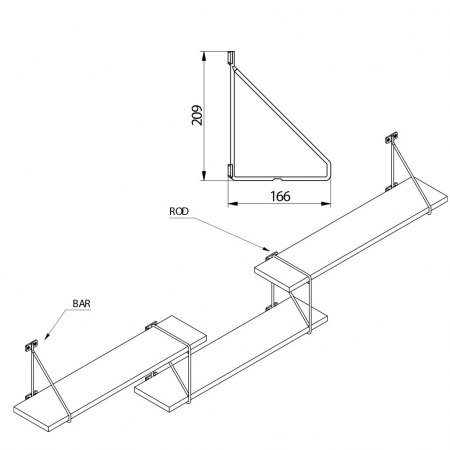 Consola raft Bar, finisaj negru mat, 166x209 mm [4]