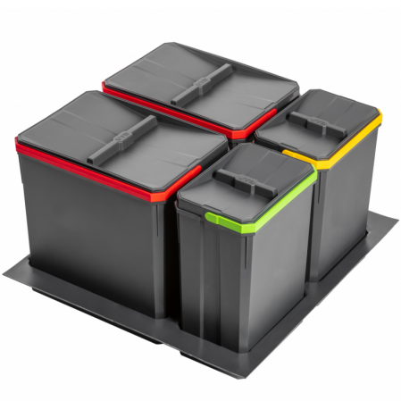 Cosuri de gunoi - Cos de gunoi Axispace incorporabil in sertar, cu 2 compartimente x 15L si 2 compartimente x 7L, pentru corp de 600 mm
