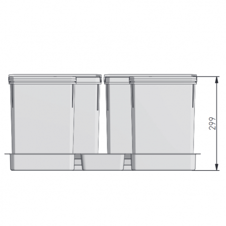 Cos de gunoi Axispace incorporabil in sertar, cu 2 compartimente x 15L si 2 compartimente x 7L, pentru corp de 700 mm [1]