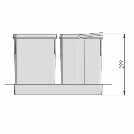Cos de gunoi Axispace incorporabil in sertar, cu 2 compartimente x 7L si 1 compartiment x 15L, pentru corp de 600 mm [1]