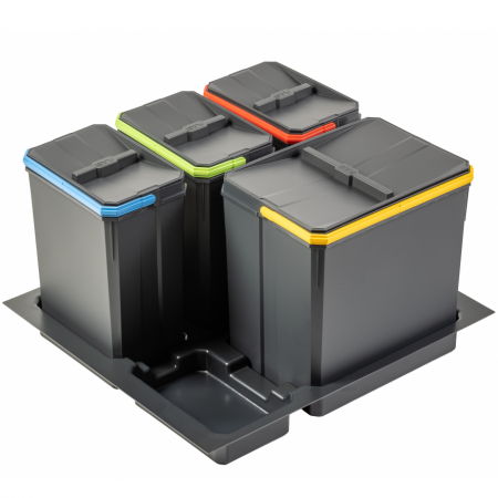 Cosuri de gunoi - Cos de gunoi Axispace incorporabil in sertar, cu 3 compartimente x 7L si 1 compartiment x 15L, pentru corp de 600 mm