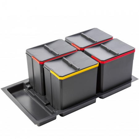 Cosuri de gunoi - Cos de gunoi Axispace incorporabil in sertar, cu 4 compartimente x 15L, pentru corp de 900 mm